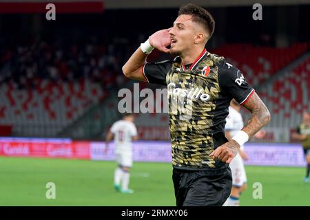 Bari, Italien. 30. August 2023. Marco Nasti (SSC Bari) feiert, nachdem er während des SSC Bari vs. ALS Cittadella, italienisches Fußball-Spiel der Serie B in Bari, Italien, im August 30 2023 Punkten konnte Credit: Independent Photo Agency/Alamy Live News Stockfoto