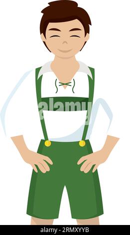 Isolierter schöner männlicher Charakter mit traditioneller deutscher Kleidung Vektor Stock Vektor