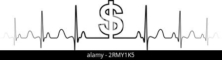 Zeichen Symbol Schwankungen Wechselkurs Dollar Wellen Heartbeat Dollar Währung Stock Vektor