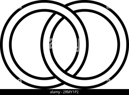 Symbole für ineinandergreifende Kreise, die Umrissringe kennzeichnen. Kreise, Ringe Hochzeit Stock Vektor