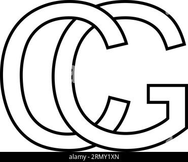 Logo-Zeichen gc cg-Symbol-Zeichen verflochtene Buchstaben c g Stock Vektor