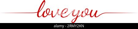 Kalligraphie Text I love you and Heart graceful Inschrift Stock Vektor