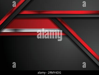Roter, schwarzer und metallischer abstrakter Hightech-Hintergrund. Geometrische Vektorkonstruktion Stock Vektor