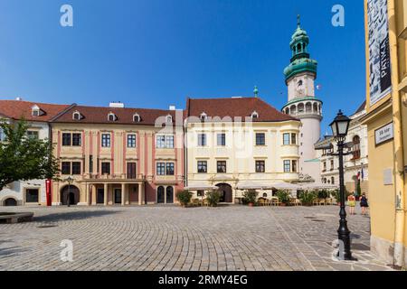 Museumsviertel, Feuerwehrauto am Fo ter (Hauptplatz), Sopron, Ungarn Stockfoto