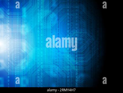 Dunkelblauer abstrakter Hintergrund mit binärem Systemcode. Vektordesign Stock Vektor