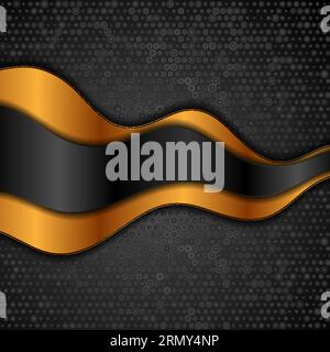 Abstrakter Unternehmenshintergrund mit goldenen und schwarzen Wellen. Vektordesign Stock Vektor