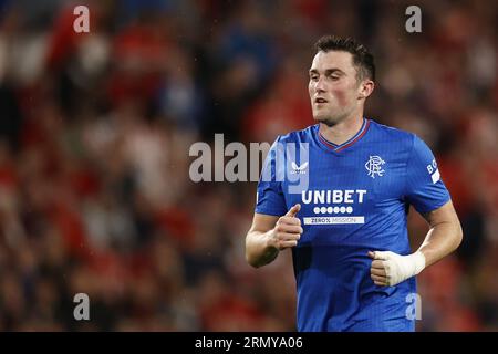 EINDHOVEN - John Souttar von Rangers FC während des Play-off-Spiels der UEFA Champions League zwischen PSV Eindhoven und Rangers FC im Phillips-Stadion am 30. August 2023 in Eindhoven, Niederlande. AP | niederländische Höhe | MAURICE OF STONE Stockfoto