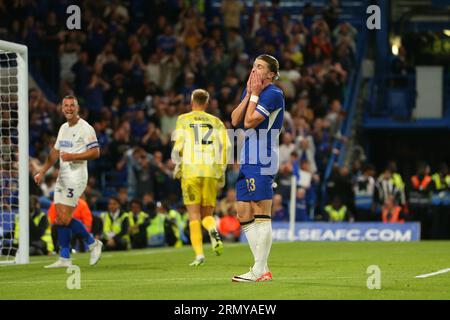 Stamford Bridge, Chelsea, London, Großbritannien. 30. August 2023. EFL Carabao Cup Football, Chelsea gegen AFC Wimbledon; Conor Gallagher von Chelsea nach seinem Schuss geht weit über die Crossbar Credit: Action Plus Sports/Alamy Live News Stockfoto