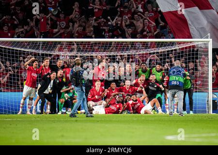 Eindhoven, Niederlande. 30. August 2023. EINDHOVEN, NIEDERLANDE - AUGUST 30: Spieler des PSV, die ihre Seite feiern, gewinnen während des Play-Off-Spiels der UEFA Champions League in der zweiten Liga zwischen PSV und Rangers im Philips Stadion am 30. August 2023 in Eindhoven, Niederlande (Foto: Rene Nijhuis/Orange Pictures) Credit: Orange Pics BV/Alamy Live News Stockfoto