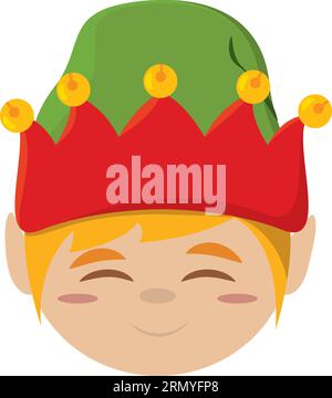 Isolierte süße weihnachtselfenfigur Avatar Vektor Stock Vektor