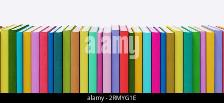 Bunte Bücher auf weißem Hintergrund 3D rendern 3D-Illustration Stockfoto