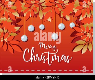 Rote horizontale Einladungskarte mit Blättern Vektor Stock Vektor