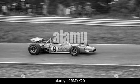 Peter Gethin ina McLaren M14A belegte beim Watkins Glen F1 Grand Prix 1970, Started21st, den 14. Platz Stockfoto