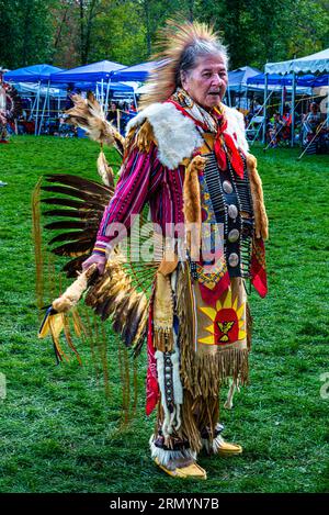 Pow Wow. Es ist eine der größten Zusammenkünfte der Ureinwohner Kanadas. POW Wow ist eine Feier der Musik, des Tanzes und der Tradition. Stockfoto