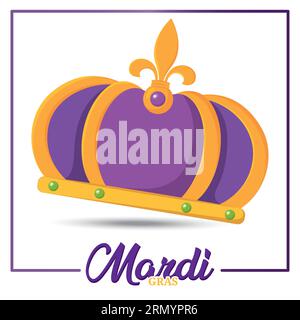 Isolierte goldene Königskrone mit Lys-Blume mardi Gras Vektor Stock Vektor