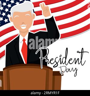 Abstrakter männlicher Präsident mit Flagge des USA President Day Vector Stock Vektor