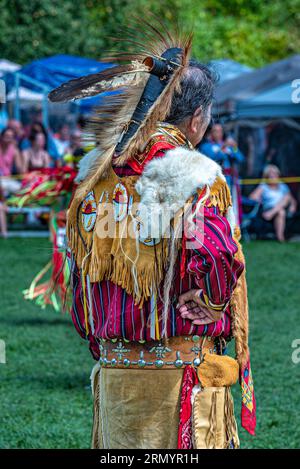 Pow Wow. Es ist eine der größten Zusammenkünfte der Ureinwohner Kanadas. POW Wow ist eine Feier der Musik, des Tanzes und der Tradition. Stockfoto