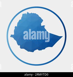 Äthiopien Symbol. Polygonale Landkarte des Landes in einem Gradientenring. Rundes Schild aus Poly Äthiopien. Vektorabbildung. Stock Vektor