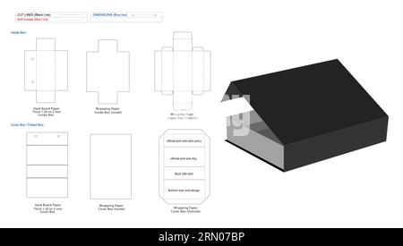 Starre Matrizenschablone mit Magnetverschluss und 3D-Box für Modell Stock Vektor