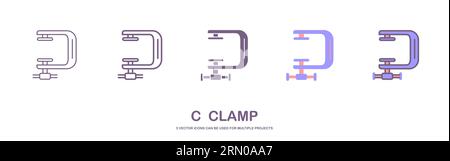 Symbol „Clamp Outline Vector“. c-Klemmensymbol, flacher Vektor einfache Elementillustration aus bearbeitbarem Industriekonzept isolierter Hub auf weißem Hintergrund Stock Vektor