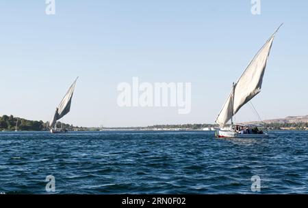 Feluka segelt auf dem Nil. Ägypten Stockfoto