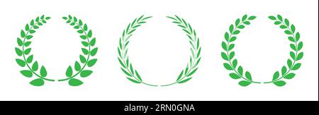 Vektorgrafiken mit grünen Blattkreisen, Ikonen und Grafiken, Blumenvektordesign mit Blattkreisen. Stock Vektor