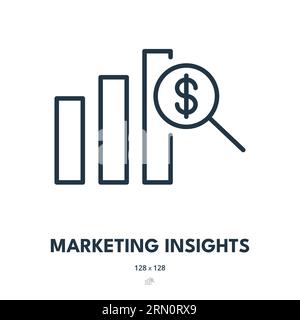 Symbol „Marketing Insights“. Daten, Bericht, Leistung. Bearbeitbare Kontur. Symbol „Einfacher Vektor“ Stock Vektor