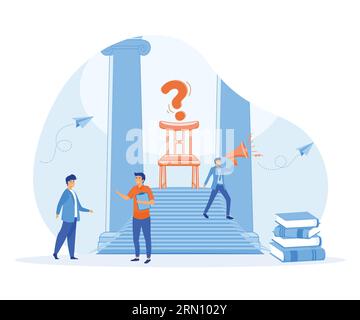 Rekrutierungskonzept, Personalvermittlungsagentur Stellensuchende Bewerber und Bürostuhl offene Stelle, flacher Vektor moderne Illustration Stock Vektor