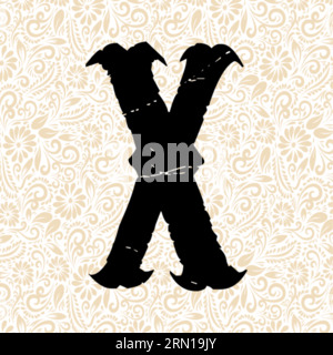 Karnevalsalphabet X OBEN , Schwarzer Alphabetvektor, Alphabetvektor, Alphabetsilhouettenvektor, Schriftvektor, Letztere Kunst, Alphabet Vector, Font Vector Stock Vektor