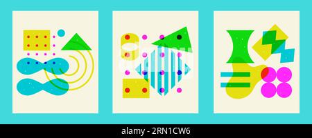 Geometriedruckcollage. Abstraktes geometrisches Set Stock Vektor