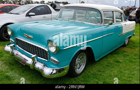 Chevrolet Bel Air Blue White Vintage Retro Show Shine Day Out, Melbourne Victoria Stockfoto