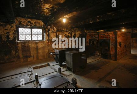 (150127) -- BRÜSSEL, 27. Januar 2015 -- Foto vom 9. November 2012 zeigt den Kremator am Gedenkort des ehemaligen Konzentrationslagers Auschwitz in Oswiecim, Polen. Die Feierlichkeiten zum 70. Jahrestag der Befreiung des Konzentrationslagers Auschwitz begannen am Dienstagmorgen in der polnischen Südstadt Oswiecim. Das Konzentrationslager wurde 1940 von den Deutschen hauptsächlich mit dem Ziel gegründet, polnische Gefangene zu inhaftieren. Seit 1942 wurde es zu Europas einem der größten Orte jüdischer Vernichtung, wo mehr als 1,1 Millionen Menschen getötet wurden, darunter auch Polen, Rumänen und sowjetische Gefangene Stockfoto