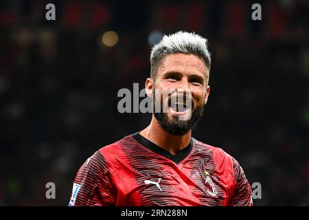 Mailand, Italien - 26. August 2023: Olivier Giroud vom AC Mailand feiert während des Fußballspiels Der Serie A AC Mailand gegen Turin im San Siro Stadion Stockfoto