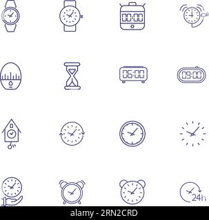 Symbolgruppe für Uhren-Linien Stock Vektor