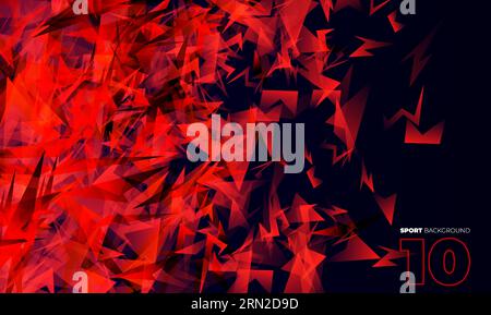 Formen Explosion. Scherben aus zerbrochenem Glas. Roter dynamischer Hintergrund für Sport, Musik und Gaming. Stock Vektor