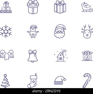 Symbolsatz für Weihnachtsferien. Nach Hause, Handschuhe Stock Vektor