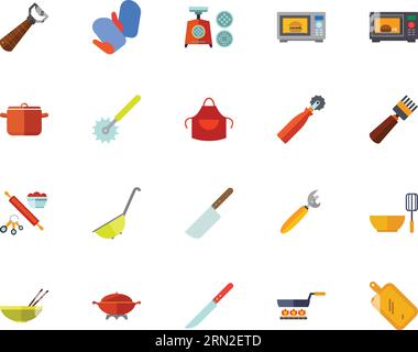 Küchenwerkzeuge Symbolset Stock Vektor