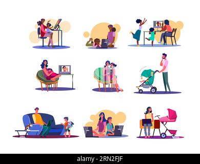 Digitale Geräte für Familien Stock Vektor