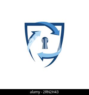 Vektor-Logo-Anwendung für Schild-Captcha-Symbol. CAPTCHA Sicherheits-Bajpass-Software mit Shield-Logo-Design-Vorlage Stock Vektor