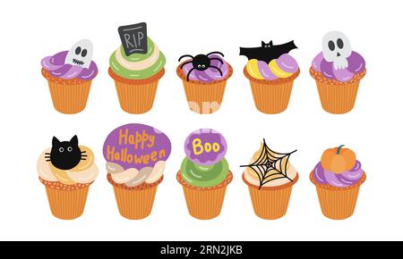 Vektor Halloween Cupcakes Stock Vektor