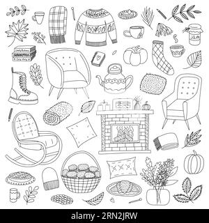 Gemütliche Herbstelemente Stock Vektor