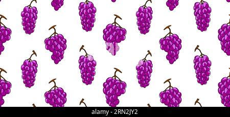 Nahtloses Muster mit violetten Trauben. Vektorillustration auf weißem Hintergrund Stock Vektor