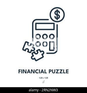 Symbol „Finanzpuzzle“. Finanzen, Geld, Puzzle. Bearbeitbare Kontur. Symbol „Einfacher Vektor“ Stock Vektor