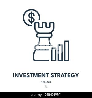 Symbol Investitionsstrategie. Investor, Fonds, Einkommen. Bearbeitbare Kontur. Symbol „Einfacher Vektor“ Stock Vektor