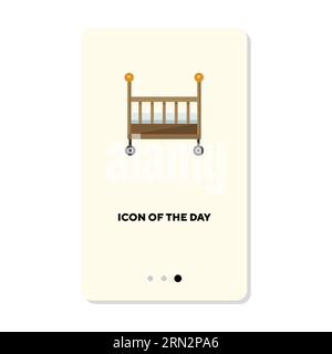 Babybett aus Holz isoliert auf weiß Stock Vektor