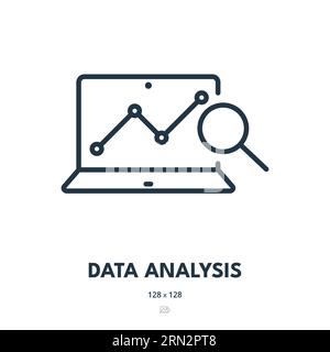 Symbol "Datenanalyse". Analyse, Bericht, Diagramm. Bearbeitbare Kontur. Symbol „Einfacher Vektor“ Stock Vektor