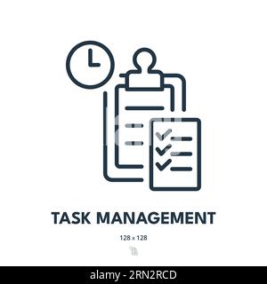 Symbol "Aufgabenverwaltung". Zeitplan, Checkliste, Plan. Bearbeitbare Kontur. Symbol „Einfacher Vektor“ Stock Vektor