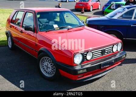 Volkswagen VW Golf Mk2 Mark II ll Red Vintage Retro Show Shine Day Out, Melbourne Victoria Stockfoto