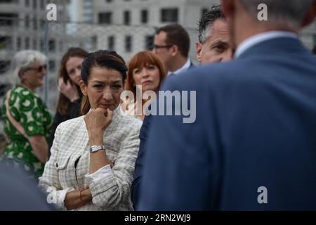 Gennevilliers, Frankreich. August 2023 31. In der Joliot-Curie Schulgruppe während eines Besuchs in Gennevilliers am Stadtrand von Paris, um die Stadterneuerung des Agnettes Bezirks am 31. August 2023 zu feiern. Foto von Firas Abdullah/ABACAPRESS.COM Credit: Abaca Press/Alamy Live News Stockfoto