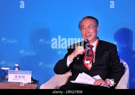 Zhang Xinsheng, Präsident der International Union for Conservation of Nature, spricht auf einem Unterforum zum Thema „Public Persons & Social Responsibility“ während des Boao Forum for Asia (BFA) 2015 in Boao, Provinz Hainan in Südchina, am 29. März 2015. )(wjq) CHINA-BOAO-BFA 2015-SUB-FORUM (CN) YangxGuanyu PUBLICATIONxNOTxINxCHN Zhang Xinsheng Präsident der Internationalen Union für Naturschutz spricht AUF einem Sub-Forum zum Thema öffentliche Persönlichkeiten und soziale Verantwortung während des Boao-Forums für Asien BfA 2015 in Boao Südchina Provinz Hainan im März 29 2015 China Boao B Stockfoto